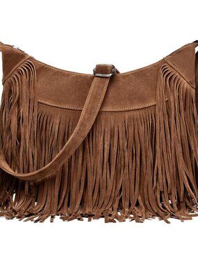 Fringe Hobo Bags for Women, Vintage Western Suede Crossbody Shoulder Purse